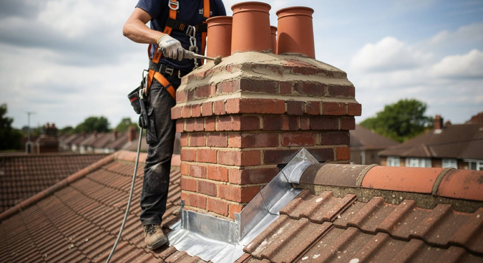 Chimney repointing and lead flashing in Folkestone